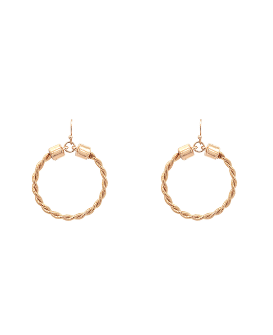 Rope Texture Circle Earring - 2.0"