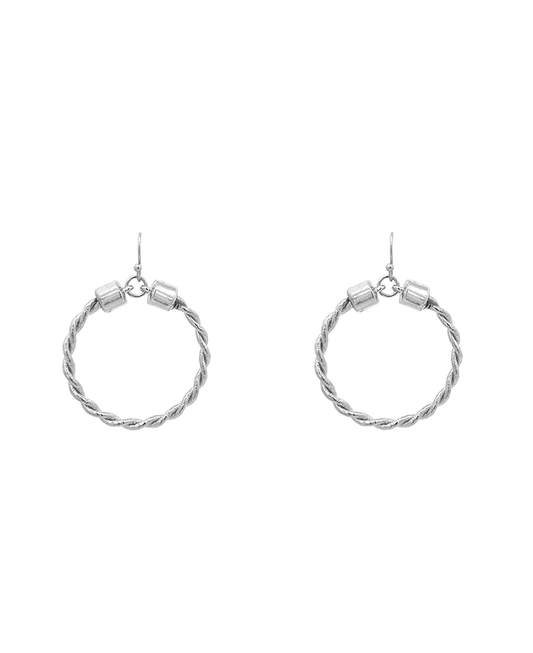 Rope Texture Circle Earring - 2.0"