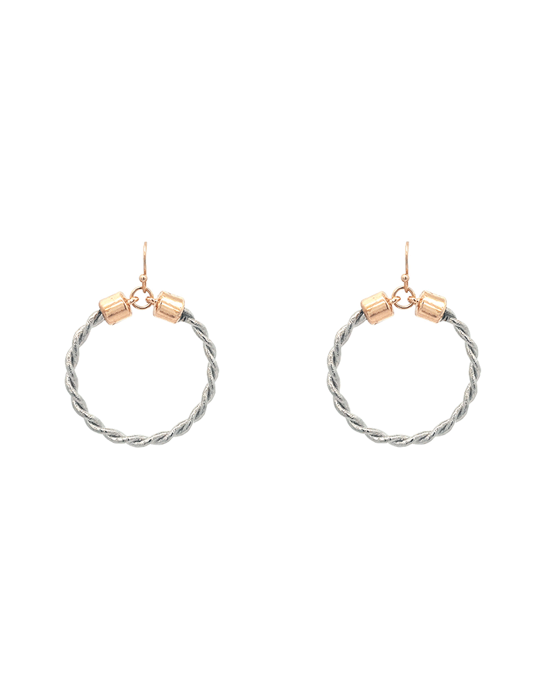 Rope Texture Circle Earring - 2.0"