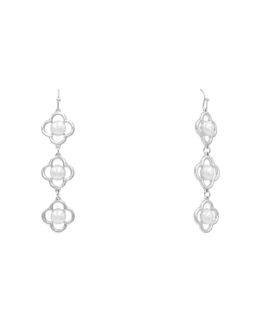 Clover w/ Pearl 3 Drop Earring