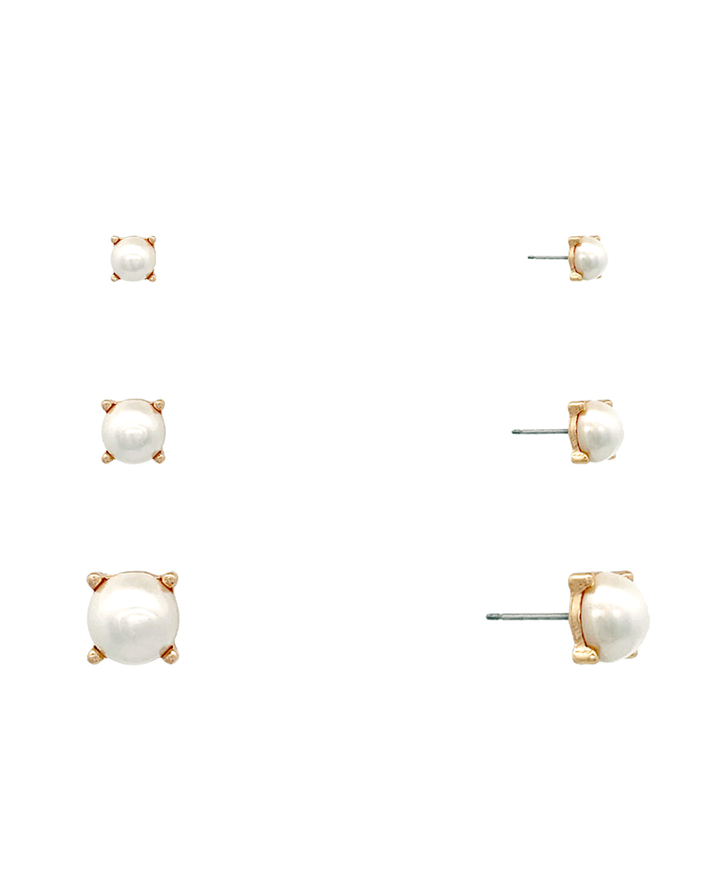 Glass Pearl 3 Set Earring