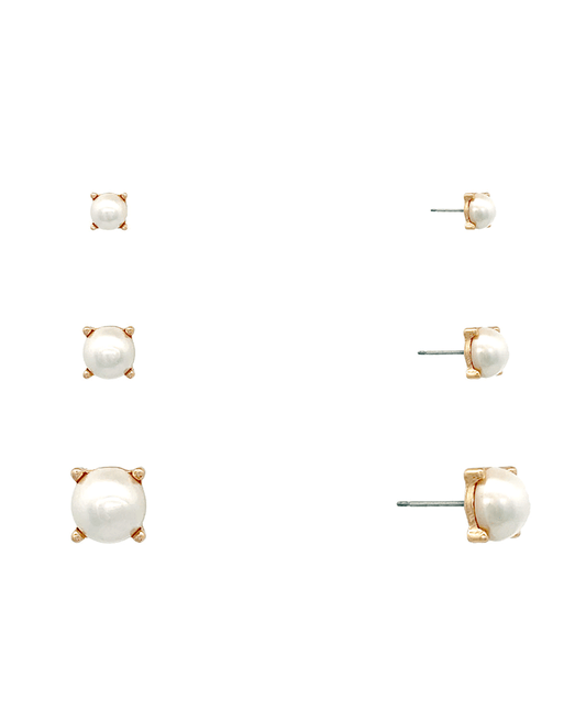 Glass Pearl 3 Set Earring