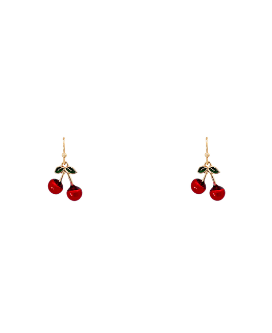 Enamel Cherry Earring - 1.1"