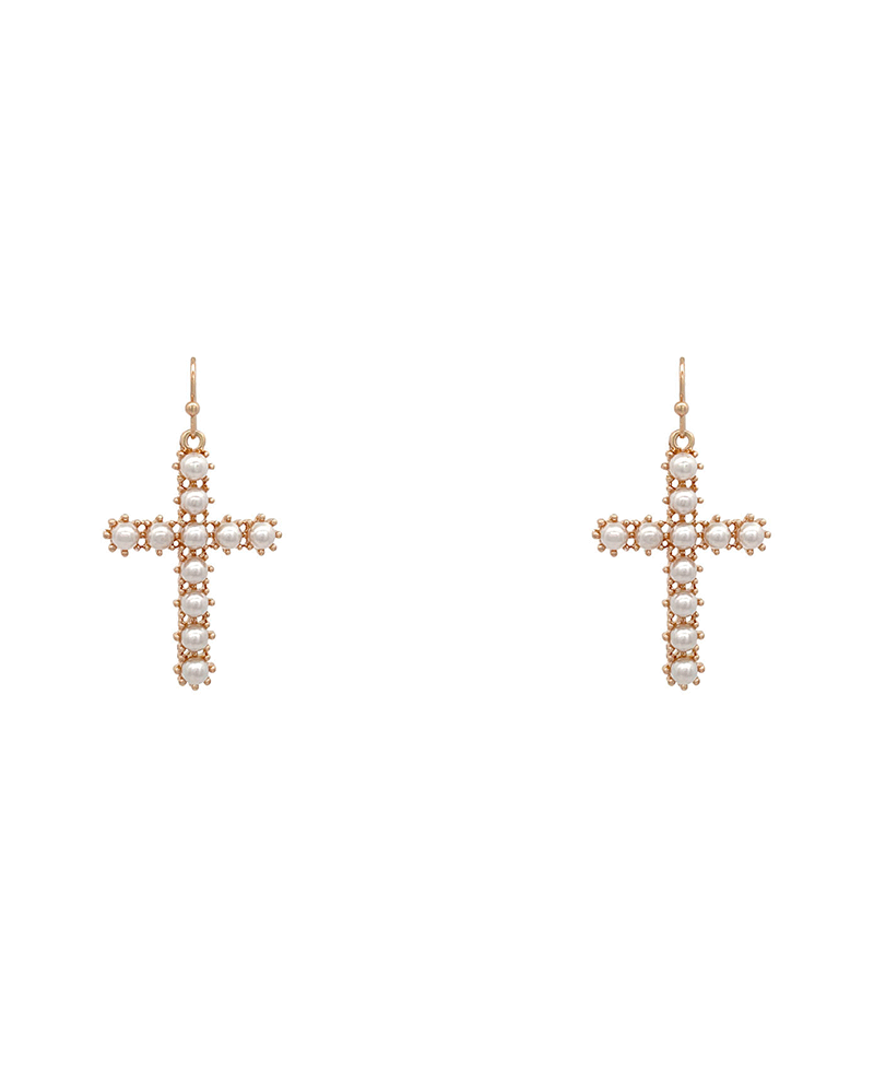 Pearl Cross Earring - 1.75"