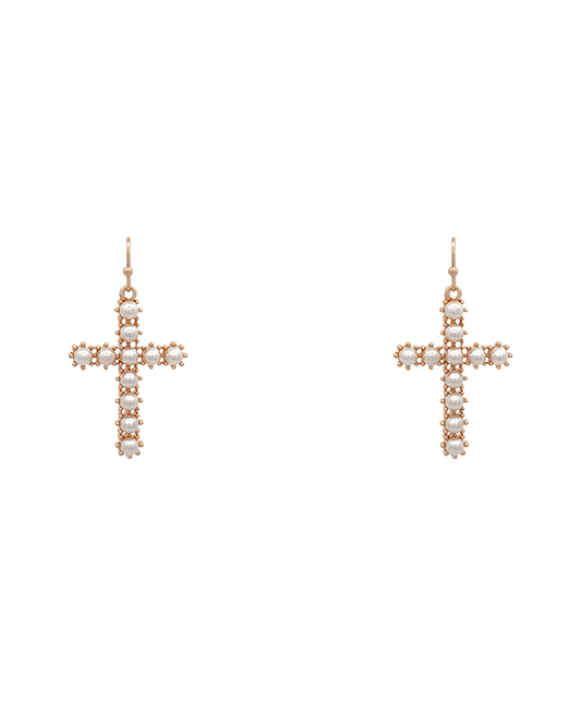 Pearl Cross Earring - 1.75"