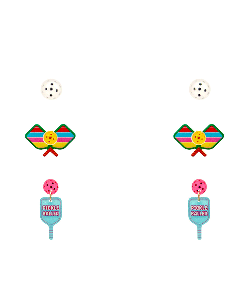 Pickle Ball Acrylic 3 Set Earring