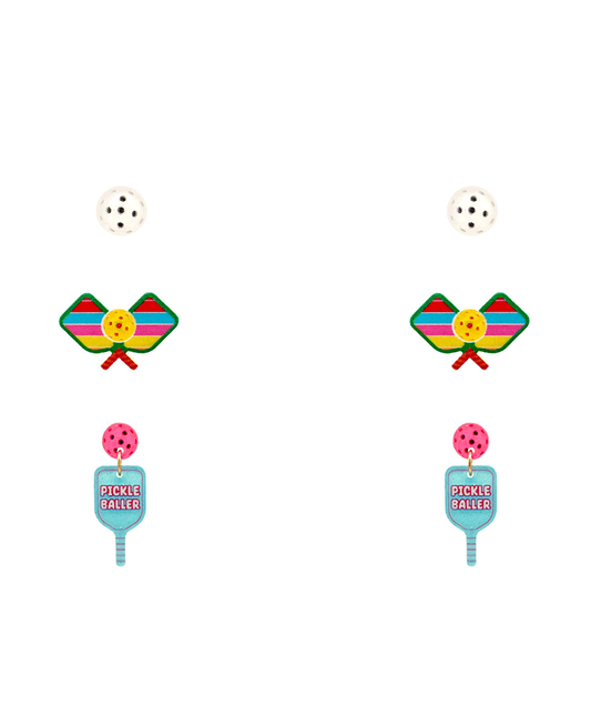 Pickle Ball Acrylic 3 Set Earring