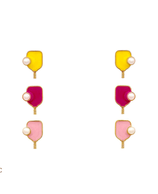 Pickle Ball Enamel 3 Set Earring