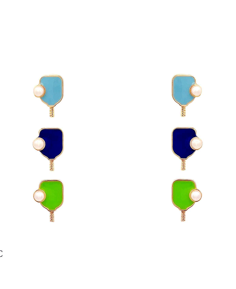 Pickle Ball Enamel 3 Set Earring
