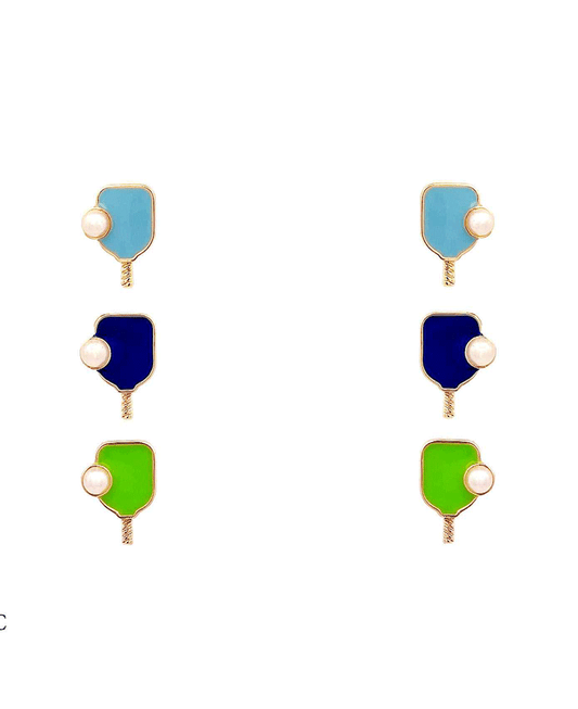 Pickle Ball Enamel 3 Set Earring