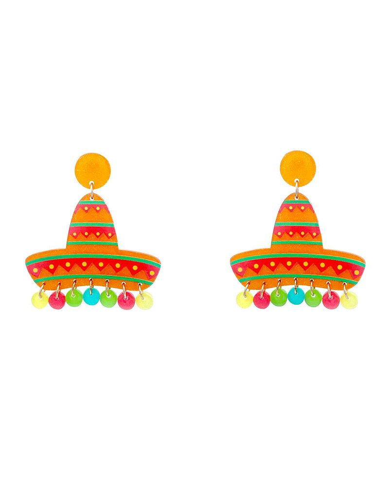 Sombrero Fiesta Post Earring - 2.0"