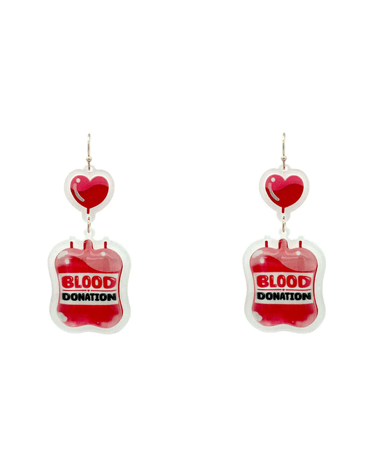 Blood Pack Acrylic Earring - 2.6"