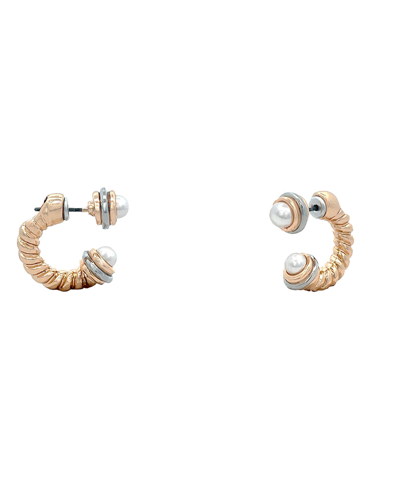 Pearl & Stone Hoop Earring - 0.75"