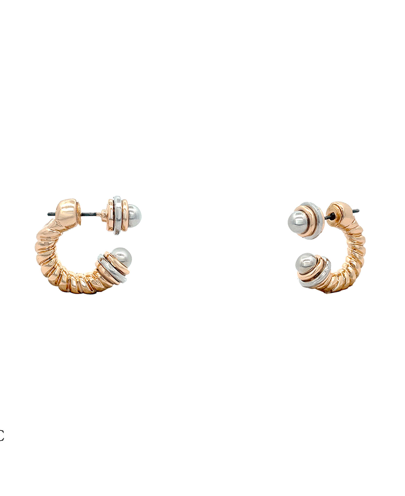 Pearl & Stone Hoop Earring - 0.75"