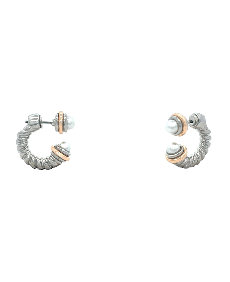 Pearl & Stone Hoop Earring - 0.75"