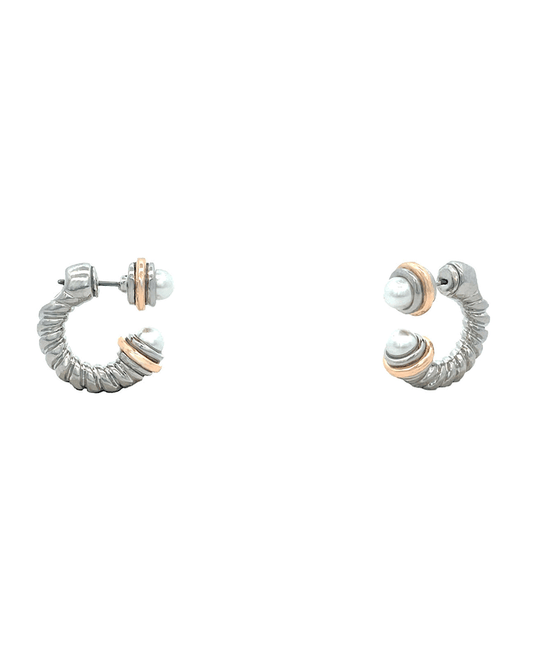 Pearl & Stone Hoop Earring - 0.75"