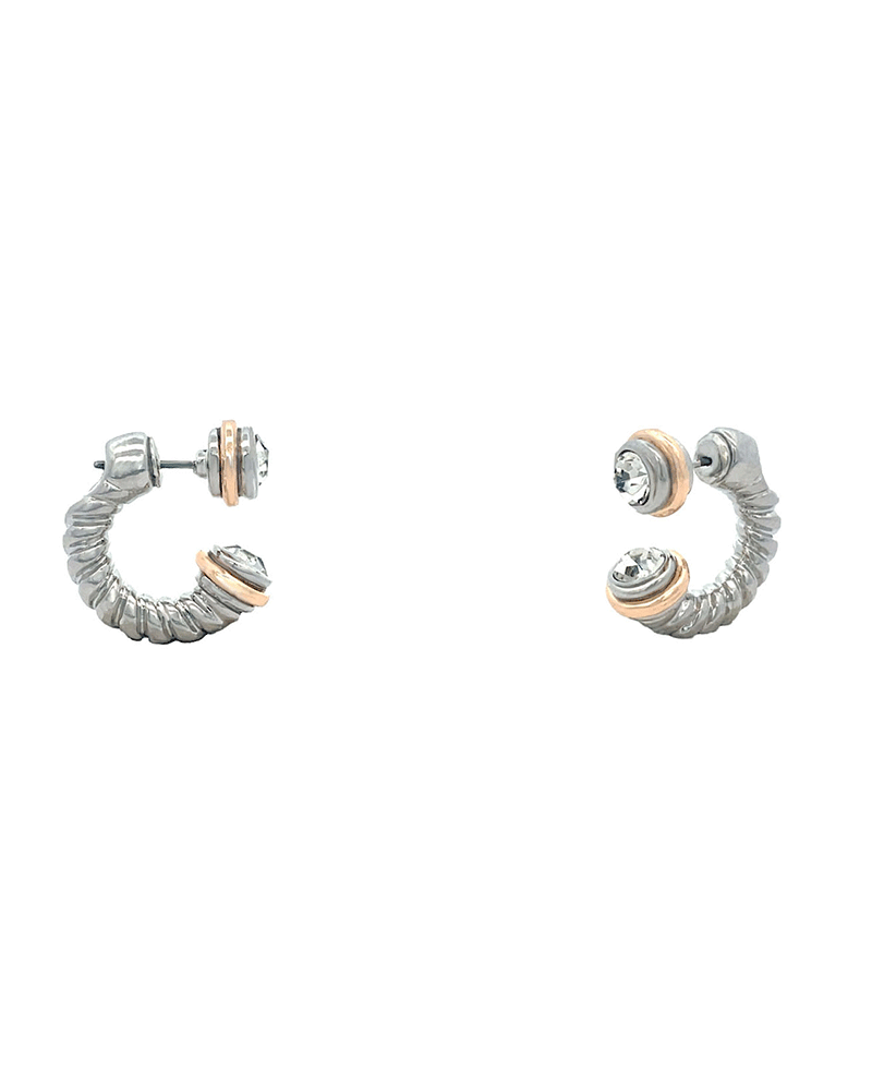 Pearl & Stone Hoop Earring - 0.75"
