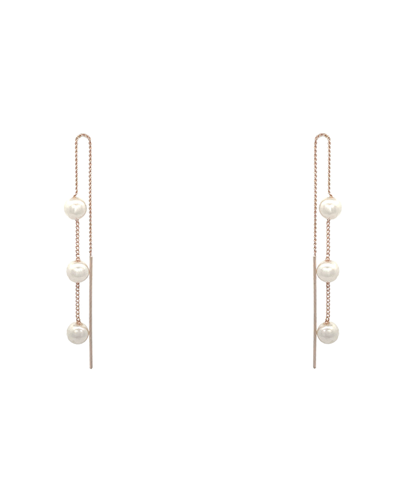 Pearls & Bar Chain Drop Earring - 2.5"