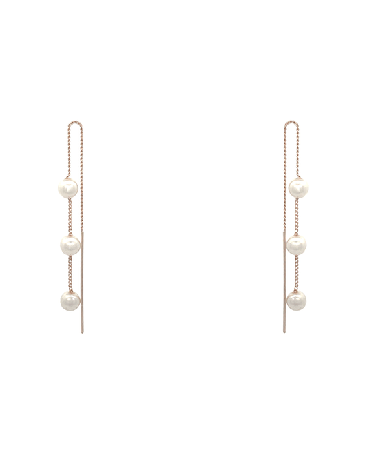 Pearls & Bar Chain Drop Earring - 2.5"