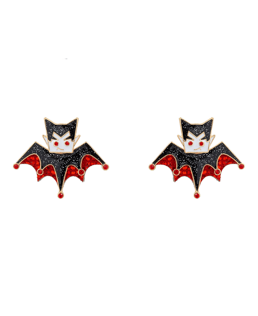 Halloween Cat & Dracula Enamel Earring - 1.5"