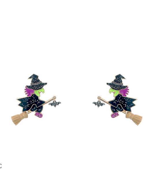 Witch Enamel Hypo Earring - 1.5"
