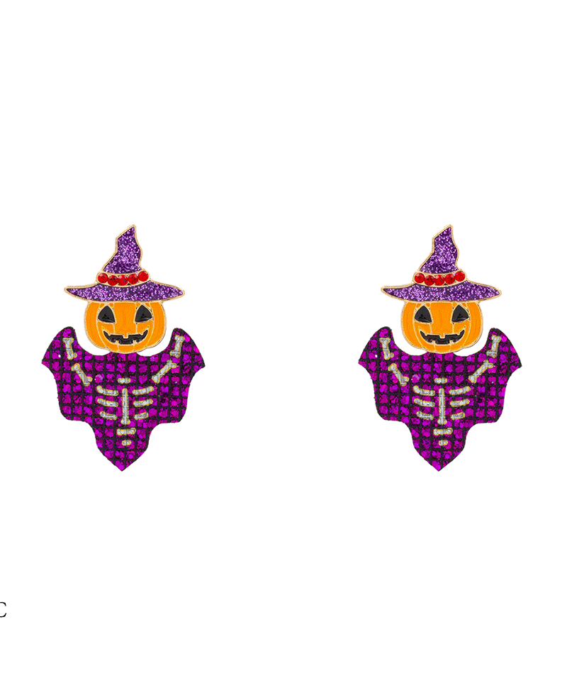 Pumpkin Witch Enamel Hypo Earring - 2.0"