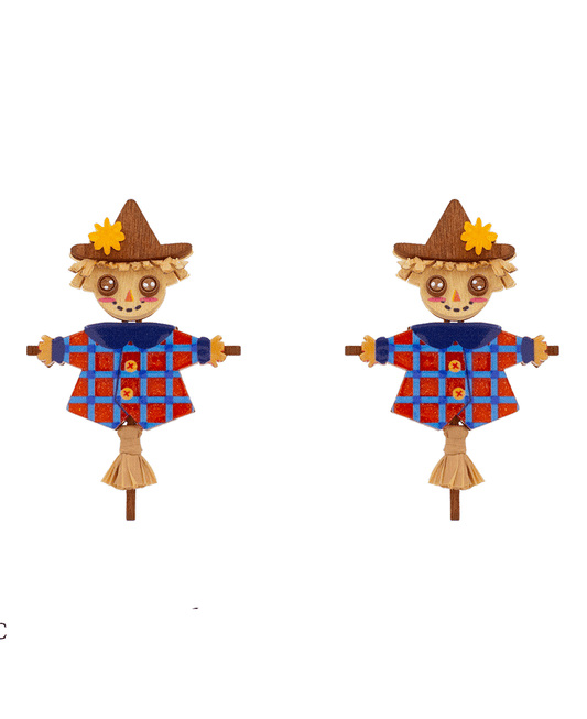 Scarecrow Wood Acrylic Hypo Earring - 2.5"