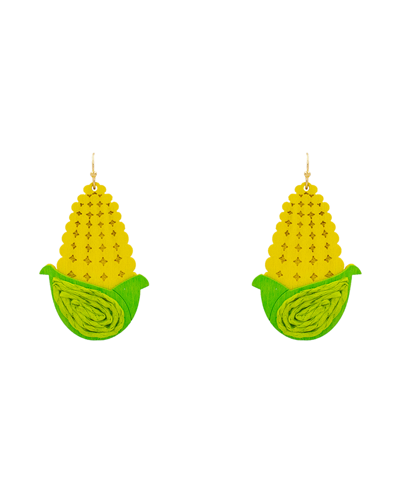 Corn Wood Earring - 2.3"