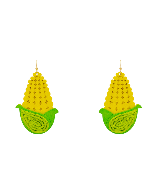 Corn Wood Earring - 2.3"