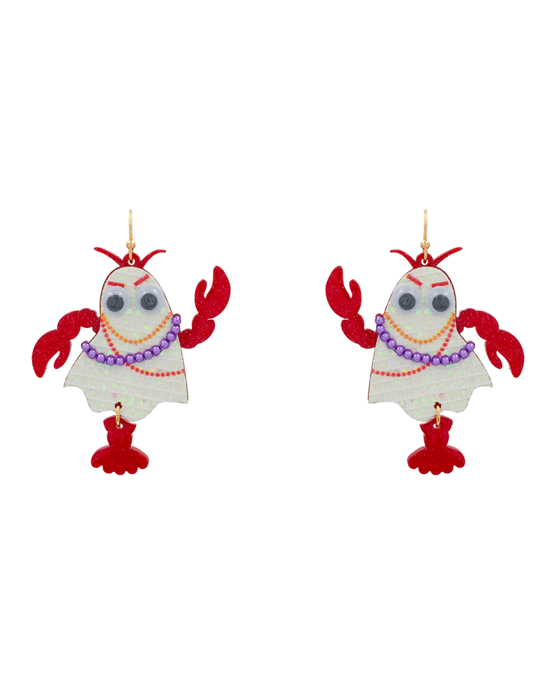 Crawfish Ghost Earring - 2.3"