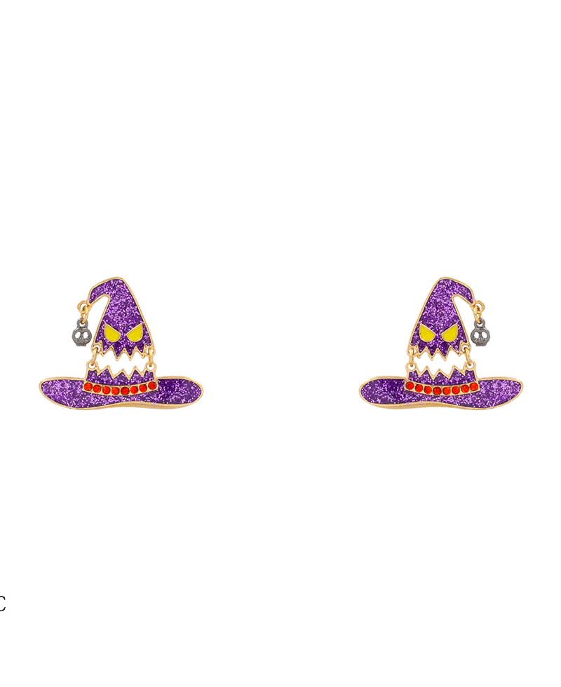 Witch Hat Enamel Earring - 1.0"