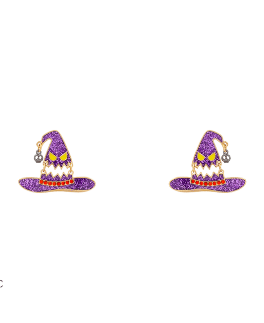 Witch Hat Enamel Earring - 1.0"