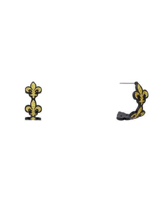 Fleur De Lis Semi Hypo Hoop Earring - 1.3"