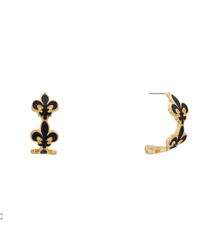 Fleur De Lis Semi Hypo Hoop Earring - 1.3"