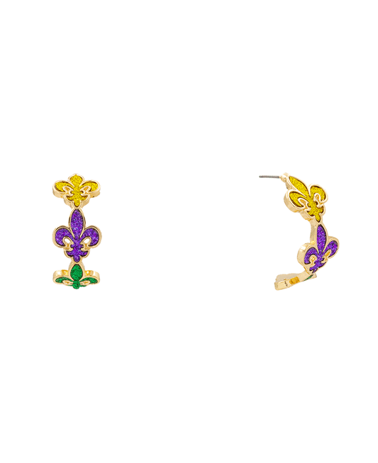 Fleur De Lis Semi Hypo Hoop Earring - 1.3"