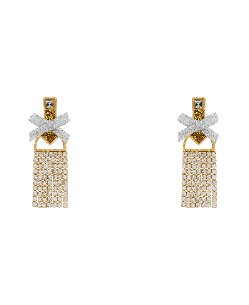 New Year Champagne Glass & Bottle Hypo Earring - 1.8"