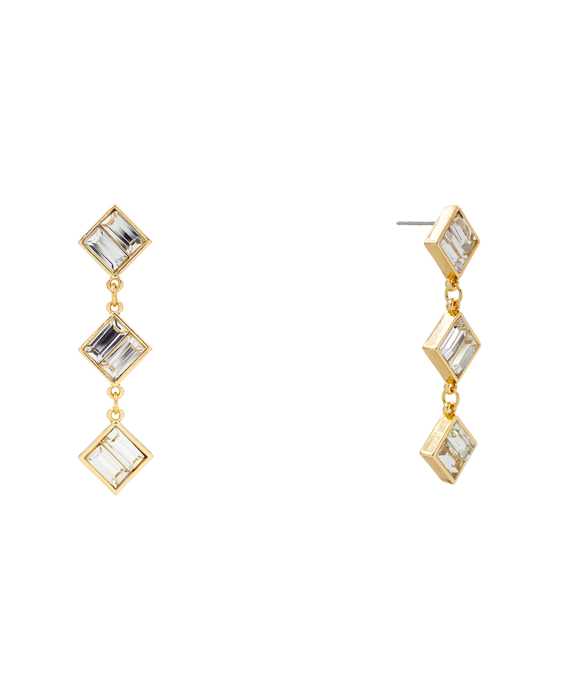 Baguette Square Stone Drop Earring - 2.1"