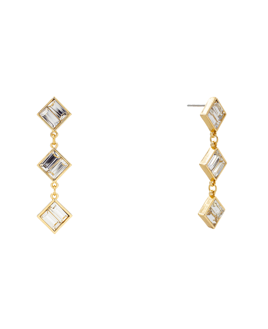 Baguette Square Stone Drop Earring - 2.1"