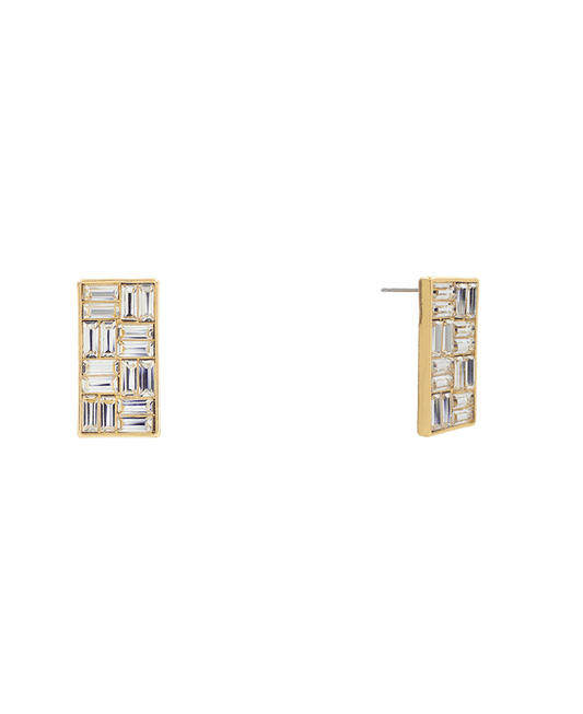 Baguette Rectangle Stone Stud Earring - 0.8"