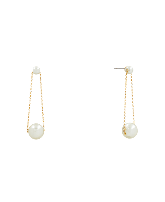 Double Pearl Drop Earring - 2.0"