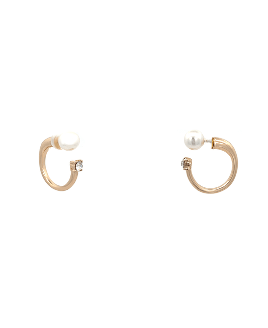 Pearl Front & Stone Back Earring - 1.0"
