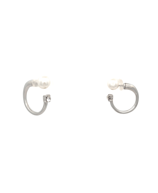 Pearl Front & Stone Back Earring - 1.0"