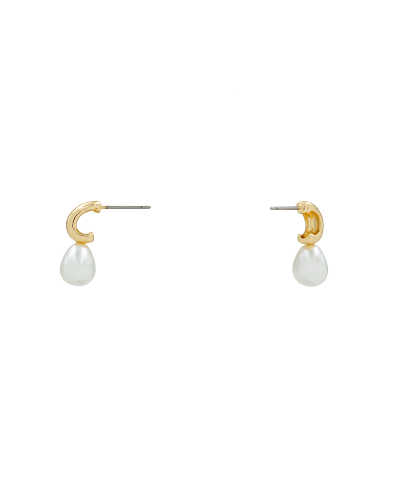 Pearl Drop Hoop Earring - 0.7"
