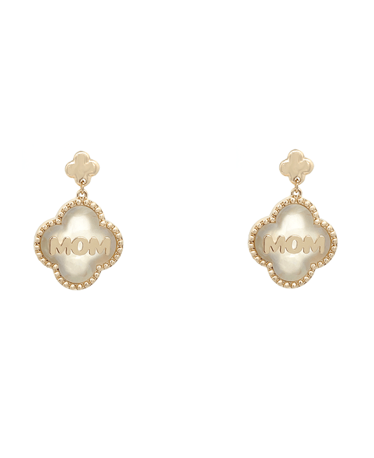 Mom & Acetate Clover 2 Drop Earring - 1.5"