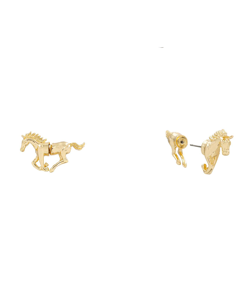 Running Horse Front & Back Earring - 0.7"