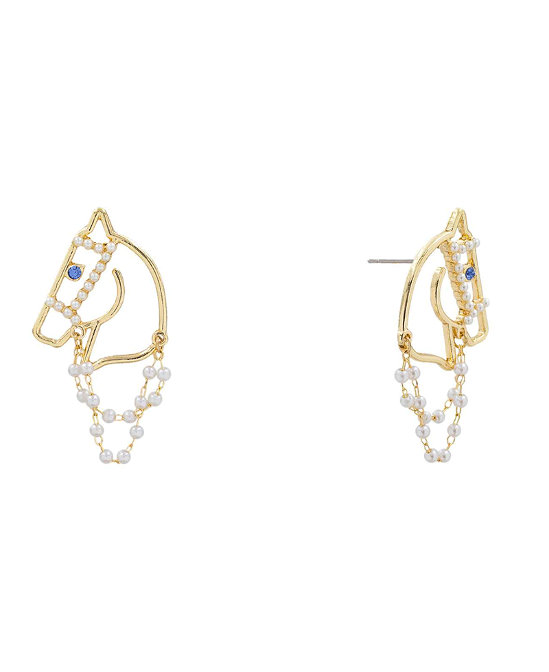 Line Horse Head w/ Pearl Earring - 2.0"