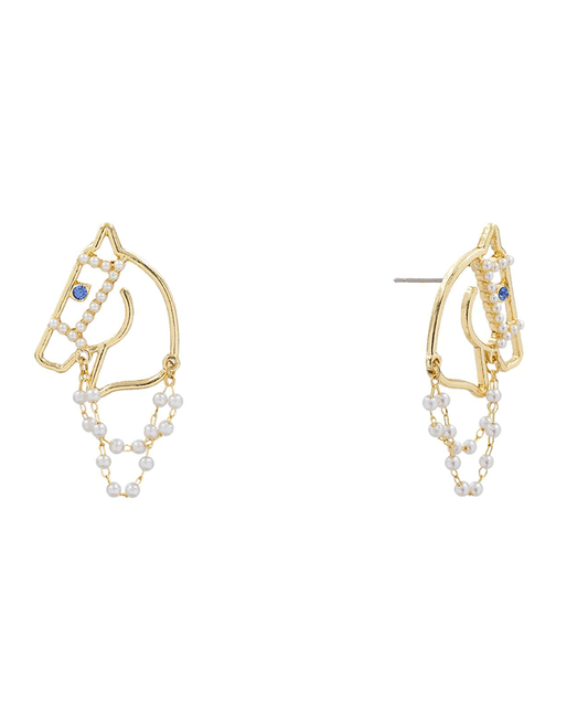 Line Horse Head w/ Pearl Earring - 2.0"