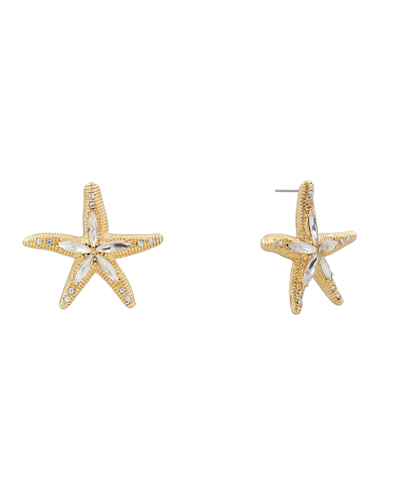 Paved Starfish Post Earring - 1.5"