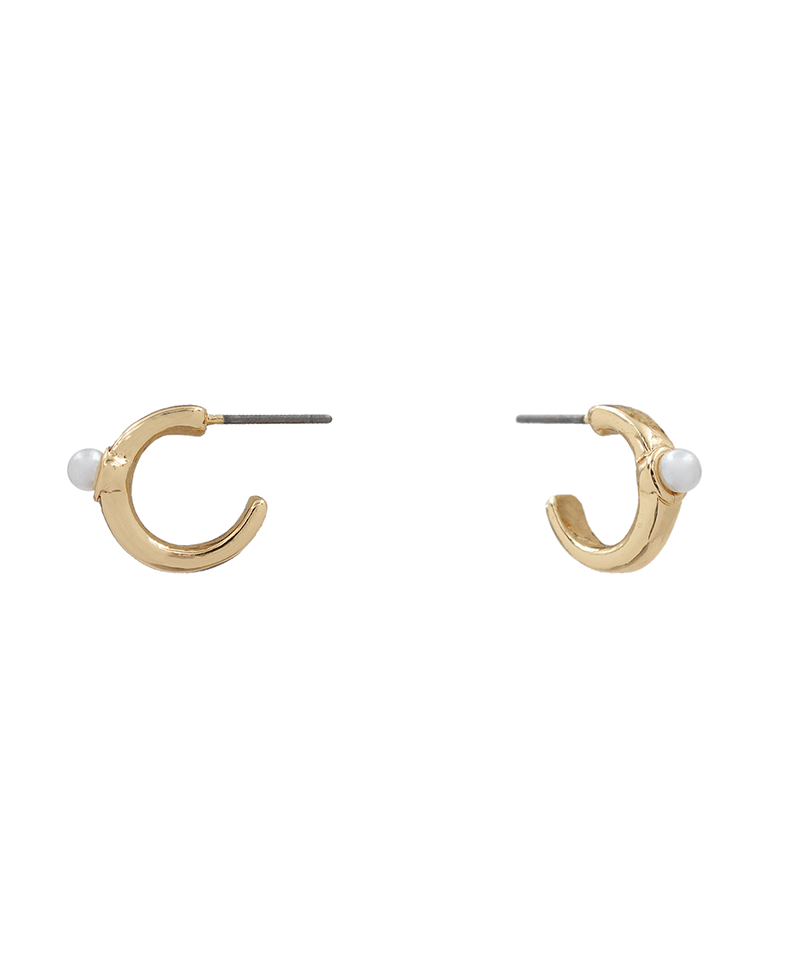 Small Hoop w/ Pearl Earring - 0.5"