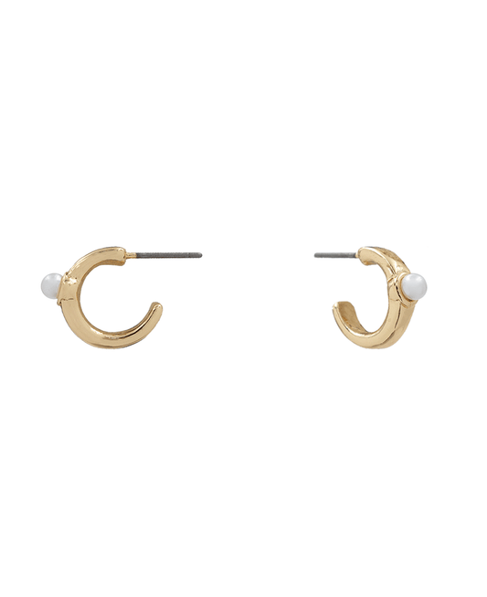 Small Hoop w/ Pearl Earring - 0.5"